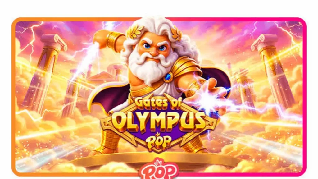 Interface do jogo Gates of Olympus POP mostrando a grade 3x5 e símbolos temáticos